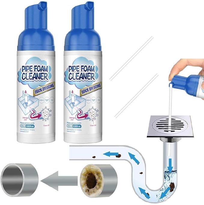 Powerful Drain Cleaner,Drain Cleaner Foam,Odor Eliminator,Foaming Drain Cleaner,Unclogs,Foam Sink Cleaner,Liquid Plumber Drain Cleaner,Clog Remover For Kitchen Drain,Sinks,Tubs (2 bottles)