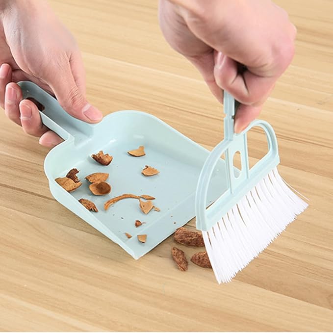 Mini Broom and Dustpan Set 6 Pack Compact Desktop Cleaning Tools with Ergonomic Handle for Household and Small Pet Cleanup