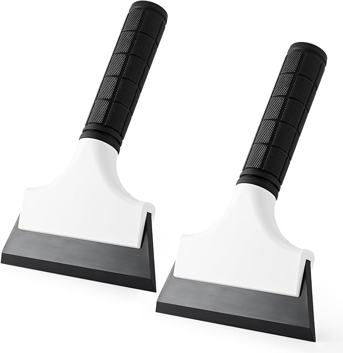 Gomake 2PCS Small Rubber Squeegee Ice Scraper Window Shower Squeegee,Auto Water Blade Squeegee for Shower Glass Door,Car Windshield, Window, Mirror, Bathroom,Countertop Cleaning (Black)