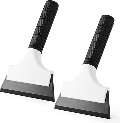 Gomake 2PCS Small Rubber Squeegee Ice Scraper Window Shower Squeegee,Auto Water Blade Squeegee for Shower Glass Door,Car Windshield, Window, Mirror, Bathroom,Countertop Cleaning (Black)