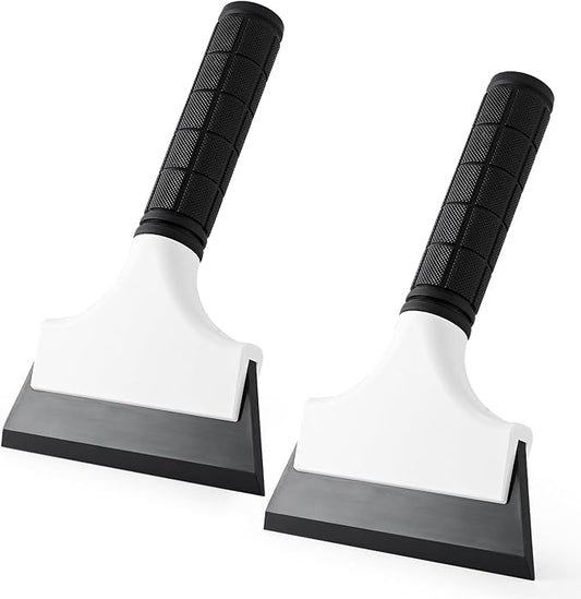 Gomake 2PCS Small Rubber Squeegee Ice Scraper Window Shower Squeegee,Auto Water Blade Squeegee for Shower Glass Door,Car Windshield, Window, Mirror, Bathroom,Countertop Cleaning (Black)
