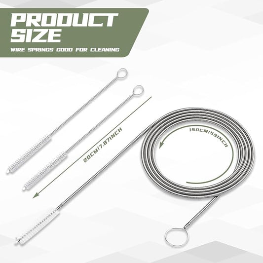 Long Wire Brush, 155CM Stainless Steel Pipe Cleaners Brush, Flexible Auto Sunroof Drain Cleaning Tool, Universal Slim Hose Pipe Brush Cleaner for Sewers, Feeding Tube, Sink, Refrigerator Drain