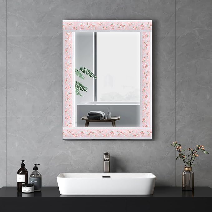AbaBoorty 394"X4.1"Pink Flower Wallpaper Border Peel and Stick 3D Pattern Wall Decor Trim for Walls Kid Girl Bedroom Sticker Decor Bathroom Mirror Frame Border Roll Removable Self Adhesive Border Trim