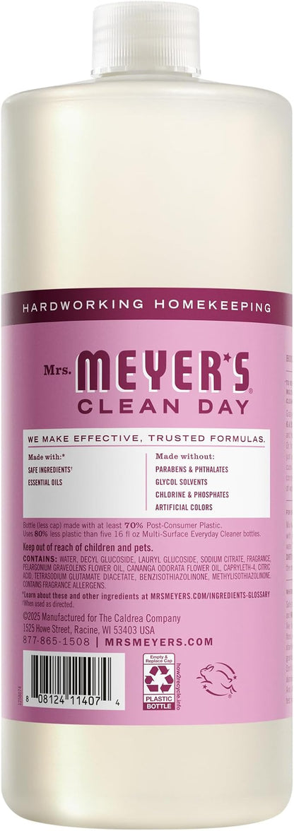 MRS. MEYER'S CLEAN DAY Multi-Surface Everyday Concentrate, Peony Scent, 32 Fl Oz Bottle - 2 Pack