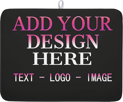 Custom Personalized Dish Drying Mat 18x24 Inch Customized Drying Mats with Picture Text for Kitchen Counter Custom Image Microfiber Absorbent Dishes Pad for Travel Festivals Family Memories Home Decor