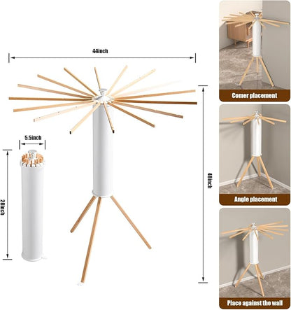 Foldable Clothes Drying Rack, Portable Garment Drying Rack for Indoor Outdoor, Space Saving Laundry Drying Rack, Sturdy Clothing Air Dryer Hanger for Balcony Bedroom Laundry Room