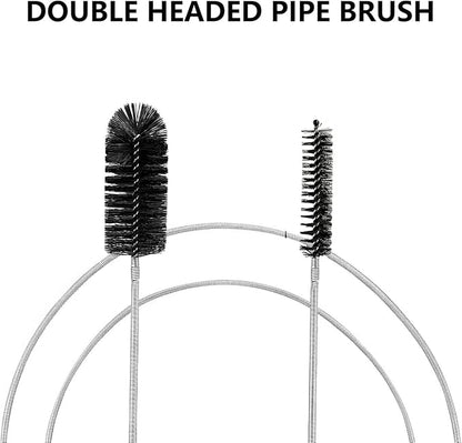 61inch Double Ended Nylon Pipe Cleaner Brush Drain Unblocker Tools with 17inch Sink Unblocker Brush for Plug Hole Sink Hair Clogs Remover Household Cleaning Tool Stainless Brush Nylon Drain