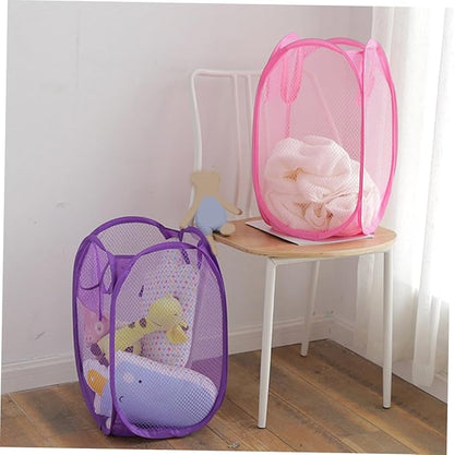 Fine Mesh Laundry Basket with Handles Nylon Dirty Clothes Storage Bin for Bedroom Dorm Bathroom Use Lightweight and Portable Organizer for Shoes and Blankets Random Random Color