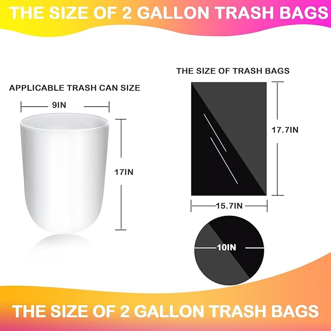 2.6 Gallon Drawstring Trash Bags,360 Count Black