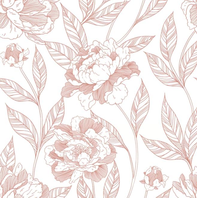 Timeet Floral Wallpaper Peel and Stick White and Pink Self Adhesive Wall Paper Removable Decorative Wallpaper for Bedroom livingroom Decor 17In × 197In
