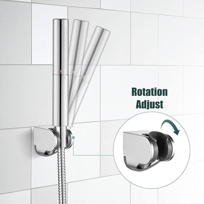 Heyalan Brass 2 in1 Function Handheld Spray Hand Shower High Pressure Handheld Sprinklert Shower Wand with Shower Hose and ABS Hand Shower Holder, Polished Chrome