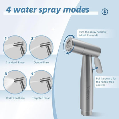 Handheld Bidet Sprayer for Toilet - 4 Spray Modes, Toilet Cleaning - Stainless Steel, Adjustable Water Pressure, Easy Installation