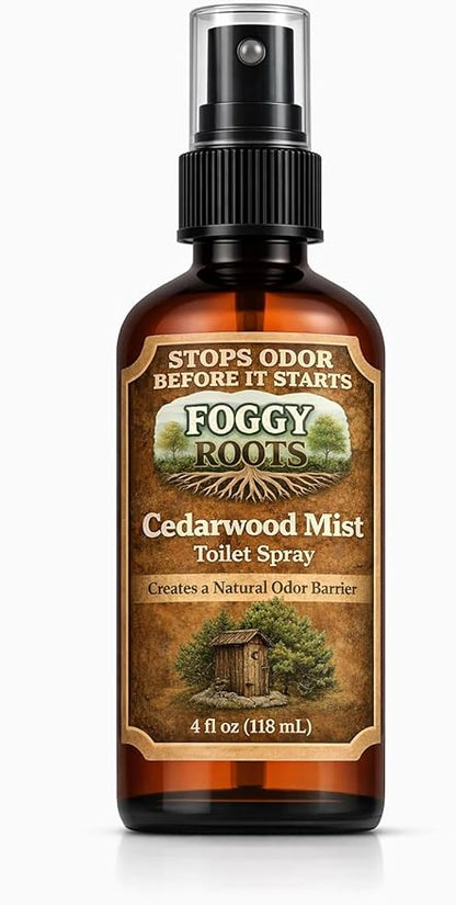 Cedarwood Pre-Poop Toilet Spray – Stops Odor Before It Starts, Bathroom Odor Eliminator for Toilet, 4 oz (200+ Uses) Travel, Home & Work
