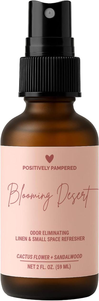 Blooming Desert Luxury Small Space Air & Linen Freshener Spray - Cactus Flower + Sandalwood - Designer-Inspired Home Fragrance - Non Toxic Odor Eliminator - 2 oz Travel Size Room Spray
