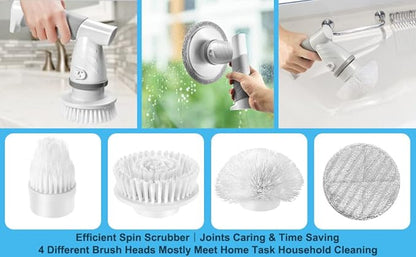 iezfix Portable Electric Spin Scrubber X01 ST Cleaning Brush Attachments, Multi-Purpose Scrub Brushes Replacement Kit (3 Brush Heads +1 Large Cloth Pad)