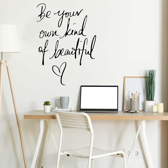Inspirational Vinyl Wall Decals, Be Your Own Kind of Beautiful Quote Wall Sticker Wall Art Home Decor Wall Stickers for Living Room Bedroom Office Bathroom Girl Home Decoration(Black)