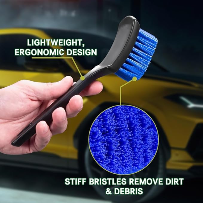Carpet Cleaning Brush, Car Cleaning Brush, Tire Brush Wheel Cleaner, Universal Soft Bristle Car Wash Brush Short Handle Tire Cleaner Car Accessories for Car Interior Exterior and Home