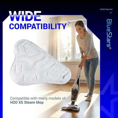 BlueStars 10-Pack H2OX5 Microfiber Steam Mop Pads Replacement – Compatible with H2O H20 Steam Mop X5 – Washable & Reusable, Exact Fit for H2O X5 Steam Cleaners