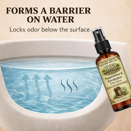 Peppermint & Eucalyptus Pre-Poop Toilet Spray – Stops Odor Before It Starts, Bathroom Odor Eliminator for Toilet, 4 oz (200+ Uses) Travel, Home & Work