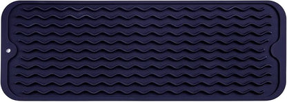 MicoYang Silicone Dish Drying Mat for Multiple Usage,Easy clean,Eco-friendly,Heat-resistant Silicone Mat for Kitchen Counter,Sink,Bar,Bottle,or Cup Navy Blue M 17 inches x 6 inches