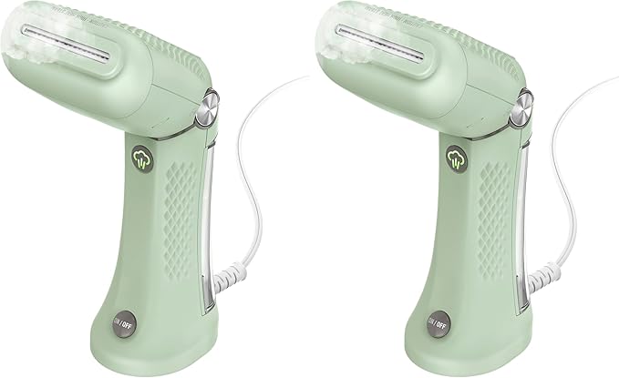 Conair Handheld Garment Steamer for Clothes - Power Steam: Small Size,Big Power - Great for Home,Office,or Travel with Dual Voltage-for Worldwide Use,Mint Green,(Pack of 2)