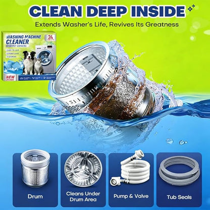 Enzyme Washing Machine Cleaner Tablets for Pet Owners, Protease Washer Cleaner Pet Odor Remover, Deep Clean Washing Machine Pet Hair Remover for Laundry - Safe for HE, Front & Top Load (24 Count)