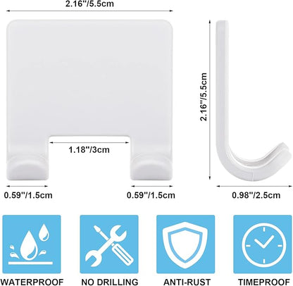 VANZAVANZU Razor Shaver Holder for Shower Wall Adhesive Hooks for Hanging, Bathroom Silicone Waterproof Shower Hooks Hair Brush Holder for Towel (4 Pack-White)