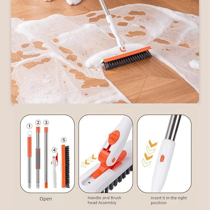 Grout Cleaning Brush with Adjustable Long Handle, V-Shaped Grout Scrub Brush for Tile Floors, 2 in 1 Stiff Bristle Scrub Brush for Crevice, Tile Line, Shower, Kitchen, Bathroom