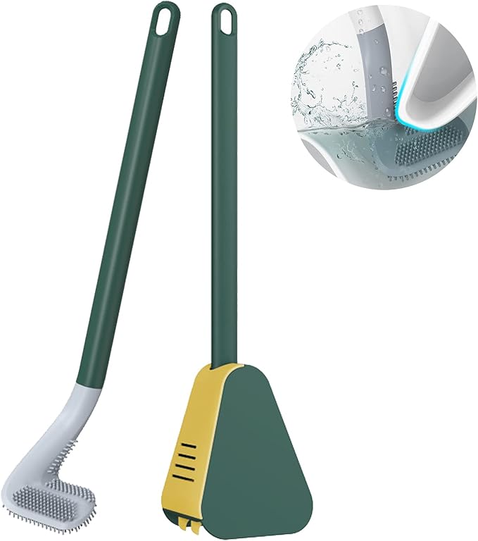 Golf Toilet Brush, Silicone Toilet Brush and Holder Set, Long Handled Toilet Brush, No Dead Corner (Green)