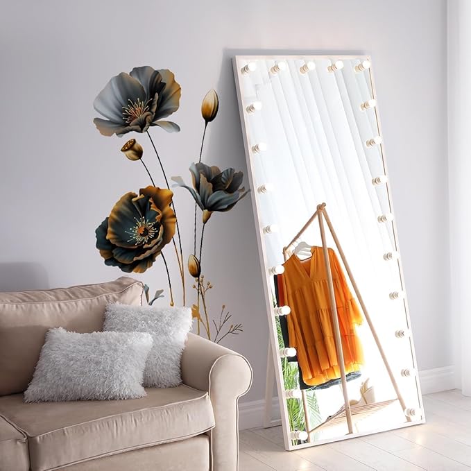 3D Wall Stickers Black Gold Floral Wall Art Decal Decor for Bedroom Living Room Offices Home Decoration