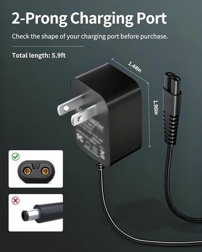 Superer 9V AC Charger Fit for Voweek Electric Spin Scrubber VWS211/SP02, LABIGO LA1 /LA2 /LA3 Pro, fit for Homitt HM115C/HM115CD/HM115CW/HM115CG, 2-Prong Power Adapter Cable Cord