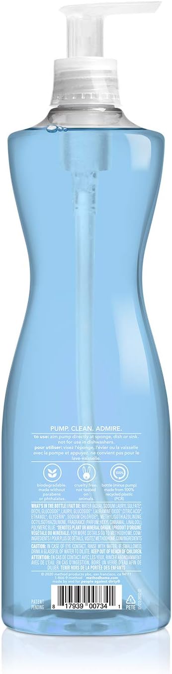 Method Dish Soap, Sea Minerals, Tough on Grease, 18 Fl Oz (Pack of 1)