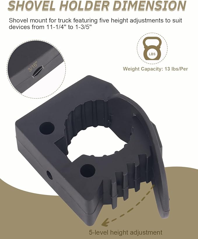 Shovel Holder, Quick-Release Rubber Clamps for Mounting Tools & Equipment 1-1/4''-1-3/5'' Diameter for ATV UTV Off-Road 4X4 Parts -2 Pack