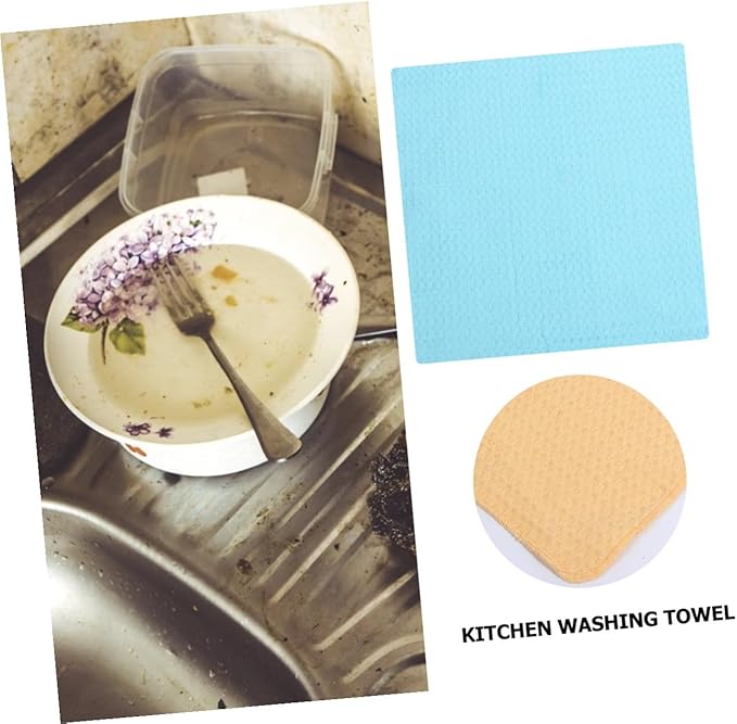 VICASKY 4pcs 100% Cotton Dish Cloth Set, Absorbent Kitchen Cleaning Wipes, Sturdy Lint-Free Cloths for Counter and Dishwashing Use