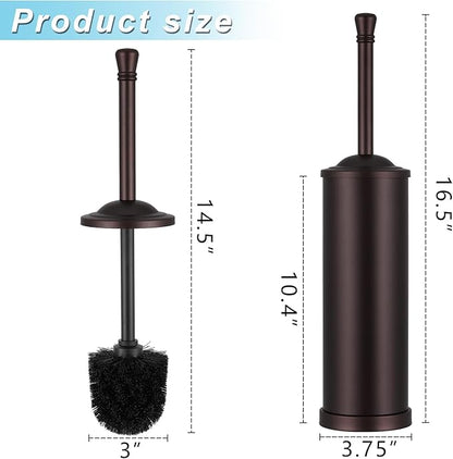 Bronze Toilet Brush and Holder Set,304 Stainless Steel Toilet Bowl Brush and Holder for Bathroom,Heavy Duty Toilet Brush,Durable Scrubbing Bristles,Splash Resistant,Long Handle