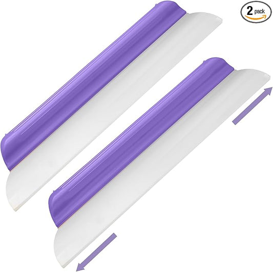 2 Pack 14 inch Car Drying Squeegee Longer Silicone Automotive Water Wiper Flexible Auto T-Bar Rubber Blade for Car Windshield Glass Window Bathroom Shower Squeegees Wash Tool (Purple)