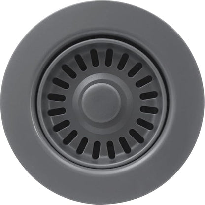 3-1/2 Inch Polymer Urban Gray Sink Drain Assembly with Basket Strainer and Stopper for Quartz, Granite or Fireclay Kitchen Sinks