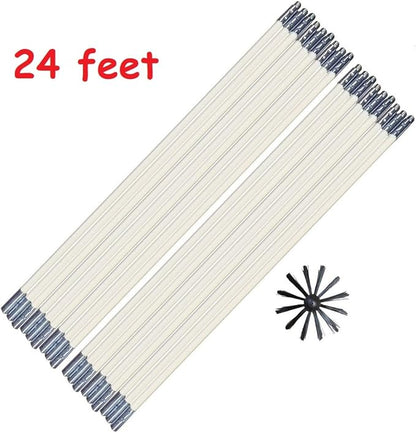 Flexible Clothes Dryer Lint Remover Vent Trap Exhaust Cleaner Kit Clean Brush Gas Electric Fire Prevention Refrigerator Coil, Fireplace Chimney Brushes, Use with or Without Power Drill (24 feet)