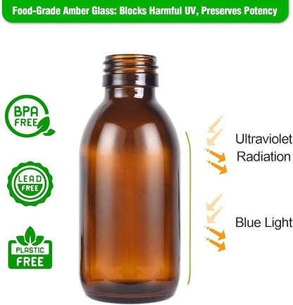 4oz Amber Glass Spray Bottles (2 Pack) - Refillable with Dropper, Funnel & 4 Labels | UV Protection for Essential Oils, Hair Care, Cleaning Solutions