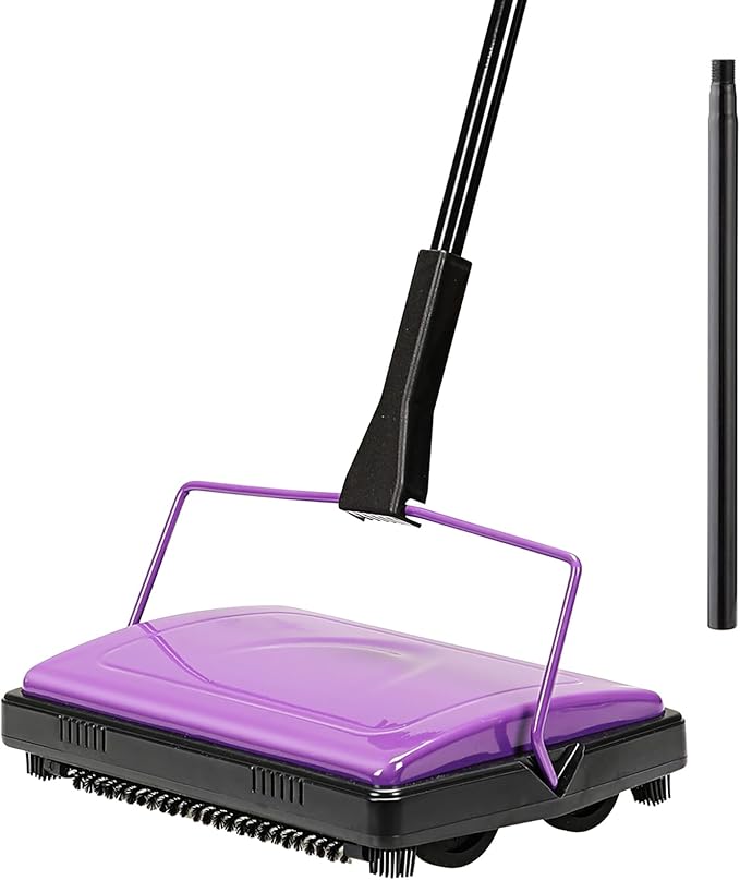 Yocada Carpet Sweeper Cleaner 4 Poles for Home Office Low Carpets Rugs Undercoat Carpets Pet Hair Dust Scraps Paper Small Rubbish Cleaning with a Brush