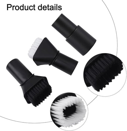 Round Vacuum Brush Set,Vacuum Dust Brush for Karcher WD2 WD3 WD4 WD5 Models, Dual Bristle Suction Brushes for Upholstery Carpet Dashboard Interior Cleaning with 32-35mm Adapter