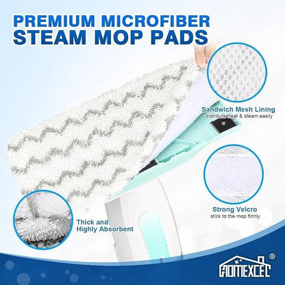 HOMEXCEL Steam Mop Replacement Pads for Shark Steam Mops S1000/S1000A/S1000C/S1000WM/and S1001C-Reusable Microfiber Steamer Scrub Mop Pads for All Hard Floors-4 Pack