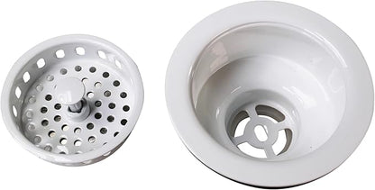 Westbrass A214-50 3-1/2" Post Style Large Kitchen Sink Basket Strainer, Powder Coat White
