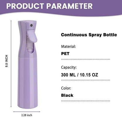Spray Bottle for Hair (10.15OZ /300ML) Continuous Ultra Fine Mist Sprayer for Hair, Salons, Barber, Plants, Skin Care, 1 Plack Purple
