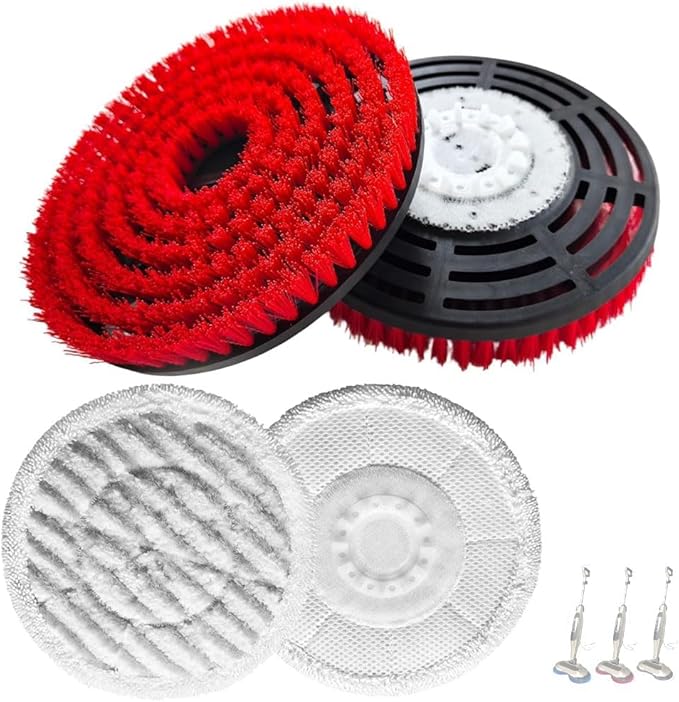 Steam Mop Pads Replacement Brush Head for Shark Steam Mop S7000/S7001/S8201 Series - Upgrade Brush Heads with Nylon Bristles, Deep Clean Hardwood & Tile Floors, Scratch-Free Polish (Red)