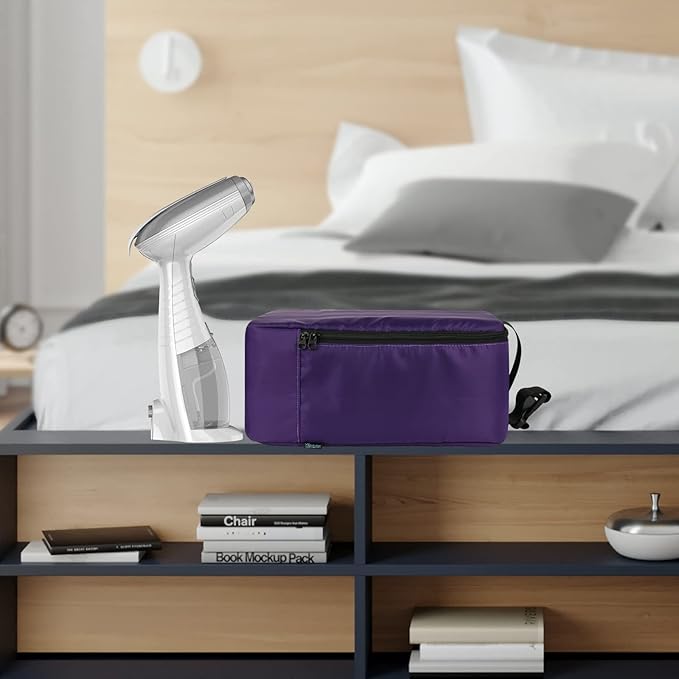Beautyflier Travel Steam Iron Bag for Conair Handheld Garment Steamer, Portable Handheld Design Steamer Carrying Case Holder Iron Case Organizer with Hanging Buckle Strap, Bag Only (Purple)