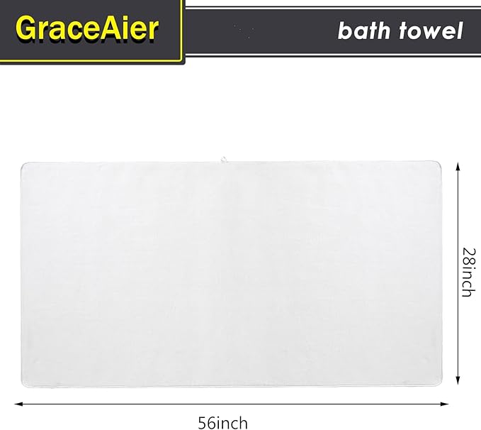 GraceAier Microfiber Bath Towels 4 Pack, 28x56 Inch Coral Velvet Quick Dry Towel Set, Highly Absorbent, Ultra Soft & Lint-Free for Bathroom, Gym, Travel and Swim- White