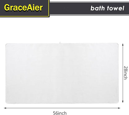 GraceAier Microfiber Bath Towels 4 Pack, 28x56 Inch Coral Velvet Quick Dry Towel Set, Highly Absorbent, Ultra Soft & Lint-Free for Bathroom, Gym, Travel and Swim- White