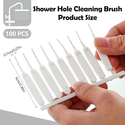 100 Pieces Mini Shower Head Cleaning Brush Multifunctional Gap Hole Anti-Clogging Nylon Pore Gap Cleaning Brush for Window Slot Phone Keyboard Car Vent Straw Bathroom Shower Cleaning Tool (White)