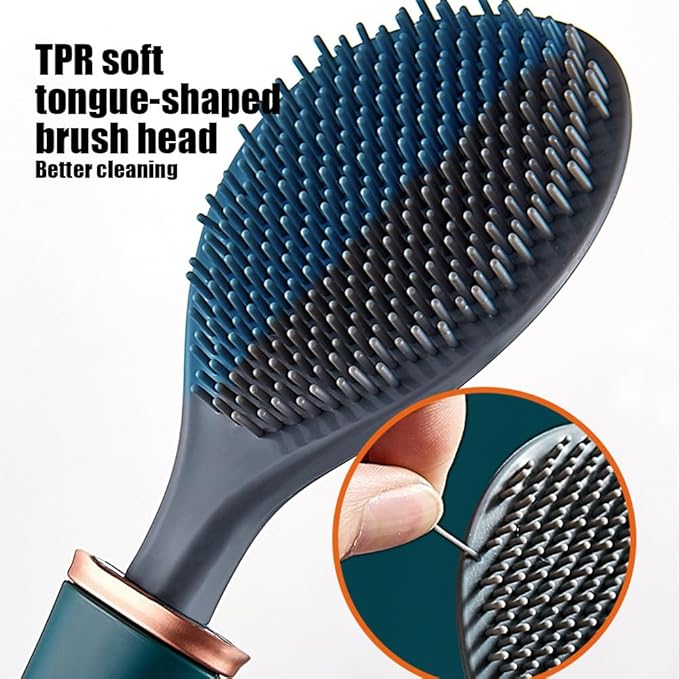 Modern Flexible Silicone Toilet Caspa for Home, Modern Home Flexible Silicone Toilet Brush, Deep Cleaning Silicone Toilet Brush and Holder Set with Dispenser, No-Slip Handle & Flexible Bristles (2-BE)